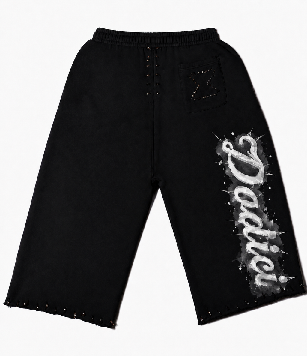 “Italian Logo Watercolor” Spiked Long Shorts